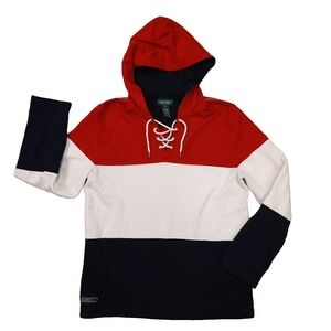 Ralph Lauren Jeans Co. Colorblock Pullover Hoodie Heavy Knit Shirt size Medium